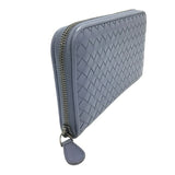 ボッテガ・ヴェネタ BOTTEGA VENETA イントレチャート ロングジップウォレット ダスティブルー ブロンズ金具 レザー メンズ 長財布