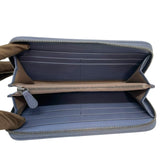 ボッテガ・ヴェネタ BOTTEGA VENETA イントレチャート ロングジップウォレット ダスティブルー ブロンズ金具 レザー メンズ 長財布