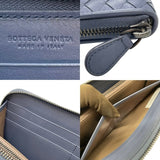 ボッテガ・ヴェネタ BOTTEGA VENETA イントレチャート ロングジップウォレット ダスティブルー ブロンズ金具 レザー メンズ 長財布