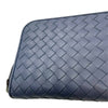 ボッテガ・ヴェネタ BOTTEGA VENETA イントレチャート ロングジップウォレット ダスティブルー ブロンズ金具 レザー メンズ 長財布