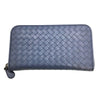 ボッテガ・ヴェネタ BOTTEGA VENETA イントレチャート ロングジップウォレット ダスティブルー ブロンズ金具 レザー メンズ 長財布