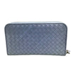 ボッテガ・ヴェネタ BOTTEGA VENETA イントレチャート ロングジップウォレット ダスティブルー ブロンズ金具 レザー メンズ 長財布