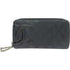 シャネル CHANEL カンボン ロング ジップウォレット A50078 15番台 ブラック レザー レディース 長財布