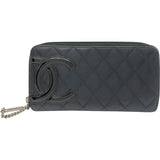 シャネル CHANEL カンボン ロング ジップウォレット A50078 15番台 ブラック レザー レディース 長財布
