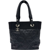 シャネル CHANEL パリビアリッツトートPM A34208 18番台 ブラック シルバー金具 コーティングキャンバス レディース トートバッグ