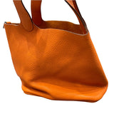 エルメス HERMES ピコタンロックMM □N刻 オレンジ シルバー金具 トリヨン レディース ハンドバッグ