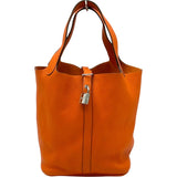 エルメス HERMES ピコタンロックMM □N刻 オレンジ シルバー金具 トリヨン レディース ハンドバッグ