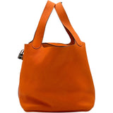 エルメス HERMES ピコタンロックMM □N刻 オレンジ シルバー金具 トリヨン レディース ハンドバッグ