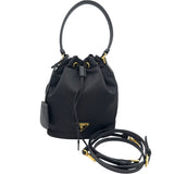 プラダ PRADA トライアングルロゴ バケットバッグ 1BE067 ブラック ナイロン レディース ハンドバッグ