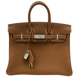 エルメス HERMES バーキン25 K刻 ゴールド シルバー金具 トゴ レディース ハンドバッグ