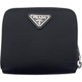 プラダ PRADA トライアングルロゴ コンパクトウォレット 1M0522 ブラック シルバー金具 ナイロン レディース 二つ折り財布
