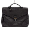 ボッテガ・ヴェネタ BOTTEGA VENETA イントレチャートビジネスバッグ ブラウン　シルバー金具 レザー メンズ ビジネスバッグ