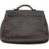 ボッテガ・ヴェネタ BOTTEGA VENETA イントレチャートビジネスバッグ ブラウン　シルバー金具 レザー メンズ ビジネスバッグ