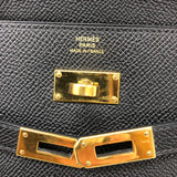 エルメス HERMES ケリーロングウォレット C刻印 ブラック ゴールド金具 エプソン レディース 長財布