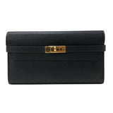 エルメス HERMES ケリーロングウォレット C刻印 ブラック ゴールド金具 エプソン レディース 長財布