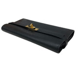 エルメス HERMES ケリーロングウォレット C刻印 ブラック ゴールド金具 エプソン レディース 長財布