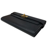 エルメス HERMES ケリーロングウォレット C刻印 ブラック ゴールド金具 エプソン レディース 長財布