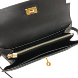 エルメス HERMES ケリーロングウォレット C刻印 ブラック ゴールド金具 エプソン レディース 長財布