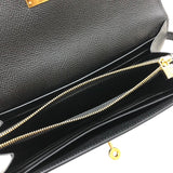 エルメス HERMES ケリーロングウォレット C刻印 ブラック ゴールド金具 エプソン レディース 長財布