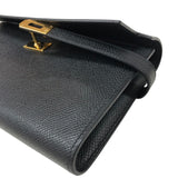 エルメス HERMES ケリーロングウォレット C刻印 ブラック ゴールド金具 エプソン レディース 長財布