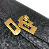 エルメス HERMES ケリーロングウォレット C刻印 ブラック ゴールド金具 エプソン レディース 長財布