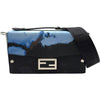 フェンディ FENDI ソフトトランク バゲット 7VA565 ブラック/ブルー　シルバー金具 レザー メンズ ショルダーバッグ