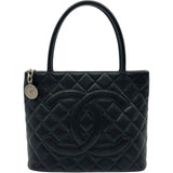 シャネル CHANEL 復刻トート A01804 6番台 ブラック シルバー金具 キャビア レディース ハンドバッグ