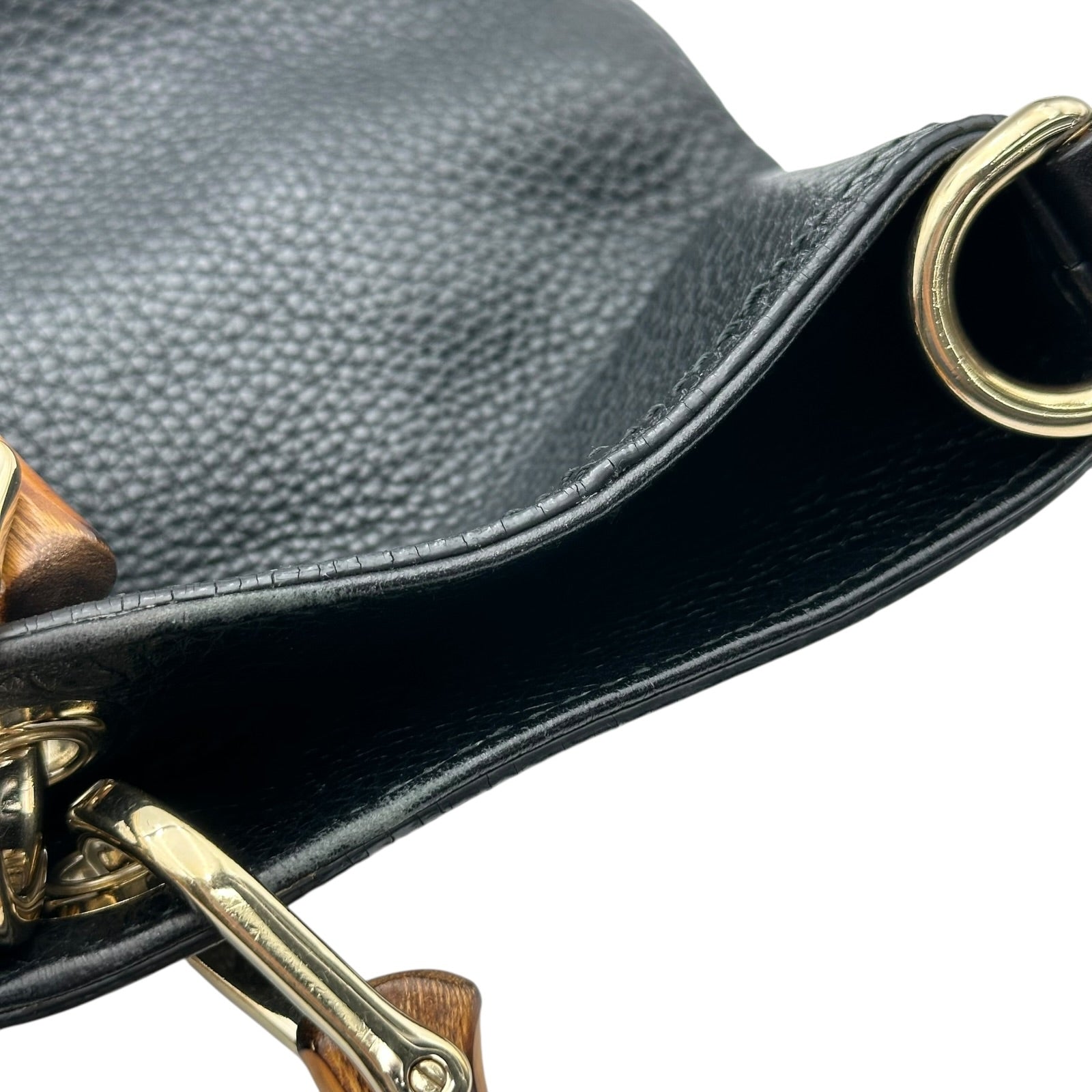 グッチ GUCCI バンブーハンドル トートバッグ 323663 ブラック レザー レディース ショルダーバッグ グッチ GUCCI バンブーハンドル トートバッグ 323663 ブラック レザー