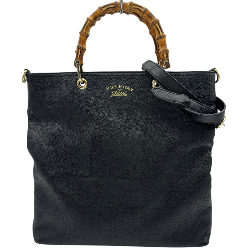 GUCCI 黒 レザー ビジネスバッグ バンブーハンドル グッチ GUCCI バンブーハンドル トートバッグ 323663 ブラック レザー