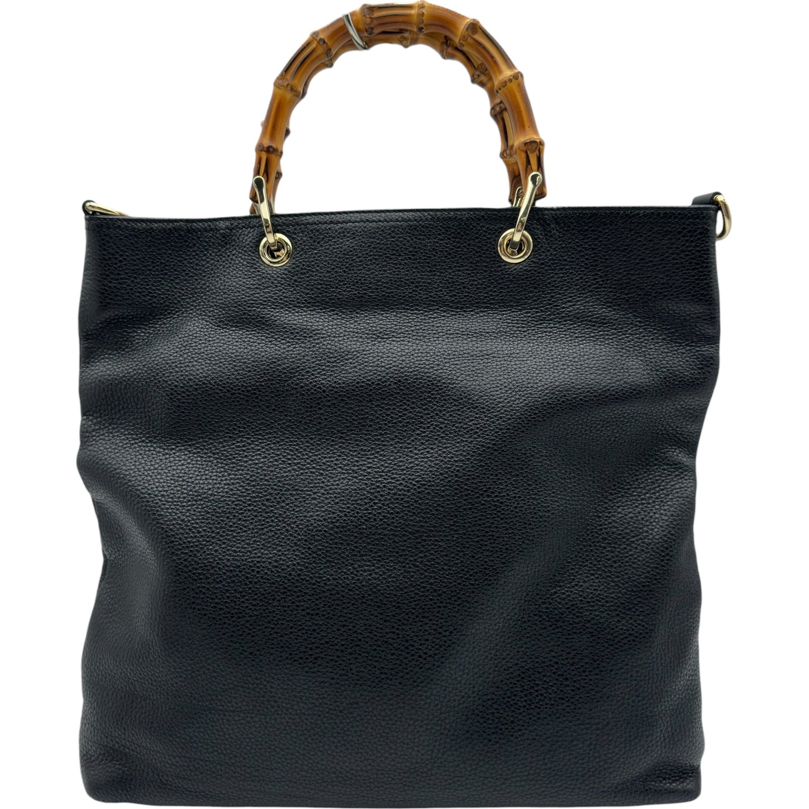 セール　GUCCI 超美品 バンブー ストローバッグ トートバッグ グッチ GUCCI バンブーハンドル トートバッグ 323663 ブラック レザー