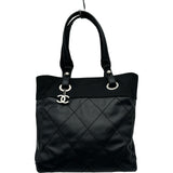 シャネル CHANEL パリビアリッツトートPM A34208 17番台 ブラック シルバー金具 コーティングキャンバス レディース トートバッグ