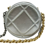 シャネル CHANEL CHANEL19 ラウンドクラッチ AP0945 31番台 シルバー ゴールド/シルバー金具 シャイニーラムスキン レディース ショルダーバッグ