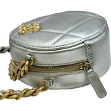 シャネル CHANEL CHANEL19 ラウンドクラッチ AP0945 31番台 シルバー ゴールド/シルバー金具 シャイニーラムスキン レディース ショルダーバッグ