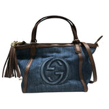 グッチ GUCCI ソーホー　デニムトートバッグ 369176 ブルー デニム・レザー レディース ハンドバッグ
