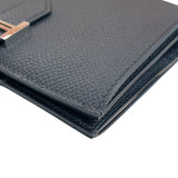 エルメス HERMES ベアンコンパクト B刻印 ブラック/シルバー金具 エプソン ユニセックス 二つ折り財布