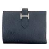 エルメス HERMES ベアンコンパクト B刻印 ブラック/シルバー金具 エプソン ユニセックス 二つ折り財布