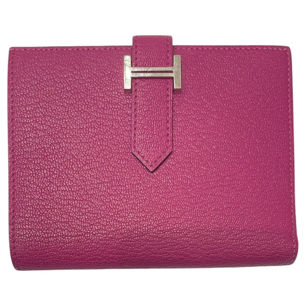 エルメス HERMES ベアンコンパクト C刻印 ローズパープル×シルバー金具 シェーブル レディース 二つ折り財布 エルメス HERMES ベアンコンパクト C刻印 ローズパープル×シルバー金具