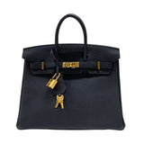 エルメス HERMES バーキン25 W刻 ブラック ゴールド金具 トゴ レディース ハンドバッグ