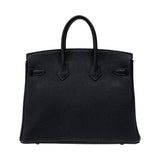 エルメス HERMES バーキン25 W刻 ブラック ゴールド金具 トゴ レディース ハンドバッグ