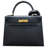 エルメス HERMES ケリー28　外縫い B刻印 ブラック マダム レディース ショルダーバッグ