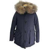 モンクレール MONCLER COURVITE ファー付ダウンジャケット ネイビー ポリエステル レディース ダウンジャケット
