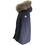 モンクレール MONCLER COURVITE ファー付ダウンジャケット ネイビー ポリエステル レディース ダウンジャケット