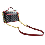 グッチ GUCCI GGマーモント ミニトップハンドル 583571 ブラック・レッド レザー レディース ショルダーバッグ