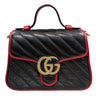 グッチ GUCCI GGマーモント ミニトップハンドル 583571 ブラック・レッド レザー レディース ショルダーバッグ