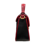 グッチ GUCCI GGマーモント ミニトップハンドル 583571 ブラック・レッド レザー レディース ショルダーバッグ