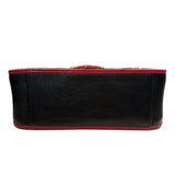 グッチ GUCCI GGマーモント ミニトップハンドル 583571 ブラック・レッド レザー レディース ショルダーバッグ