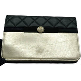 シャネル CHANEL マトラッセ チェーンウォレット 22番台 ブラック/ゴールド ゴールド金具 ラム レディース 長財布