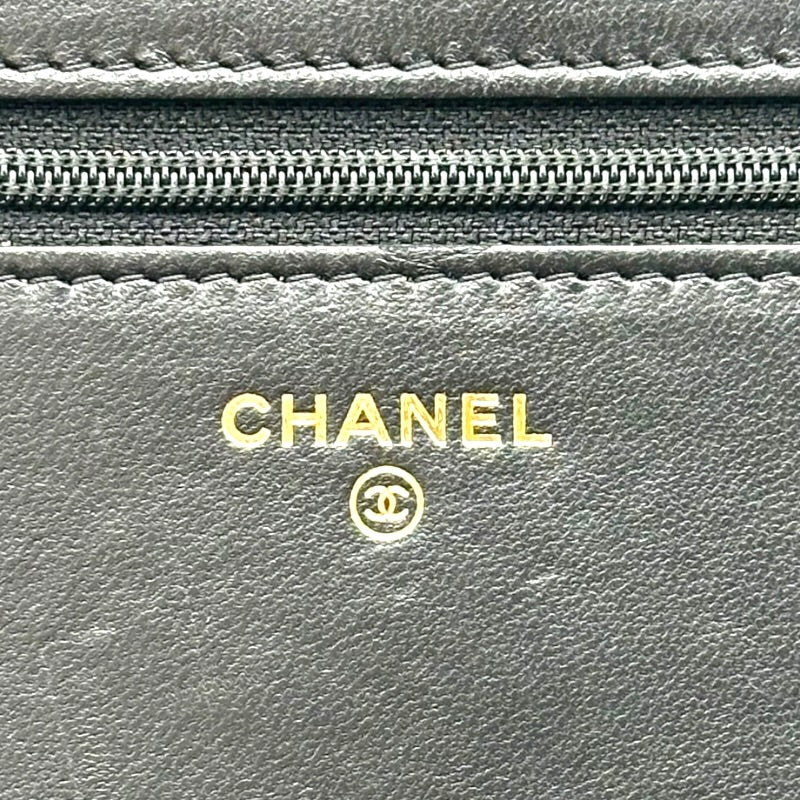 シャネル CHANEL マトラッセ チェーンウォレット 22番台 ブラック/ゴールド ゴールド金具 ラム レディース 長財布 シャネル CHANEL マトラッセ チェーンウォレット 22番台 ブラック
