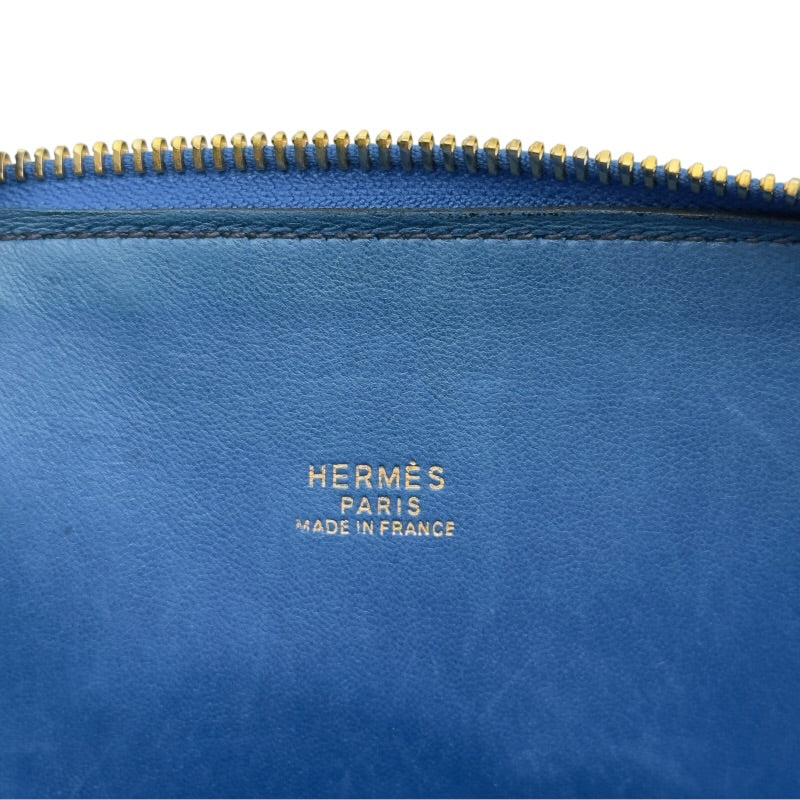 エルメス HERMES ボリード35 〇U刻 ブルーフランス ゴールド金具