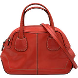 トッズ TOD’S 2WAYショルダーバッグ レッド系 シルバー金具 レザー レディース ショルダーバッグ